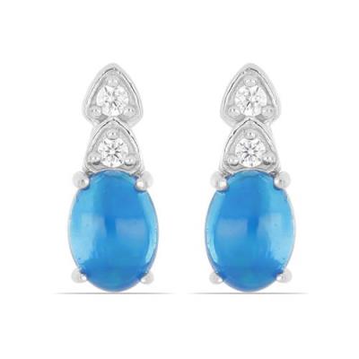 BUY BLUE ETHIOPIAN OPAL GEMSTONE CLASSIC EARRINGS IN 925 SILVER